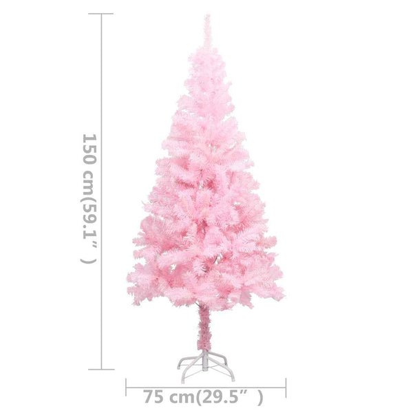 Tekojoulukuusi palloilla esivalaistu pinkki 150 cm PVC