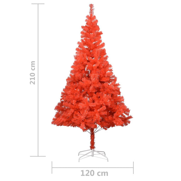 Tekojoulukuusi palloilla esivalaistu punainen 210 cm PVC