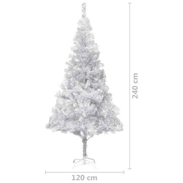 Tekojoulukuusi palloilla esivalaistu hopea 240 cm PET