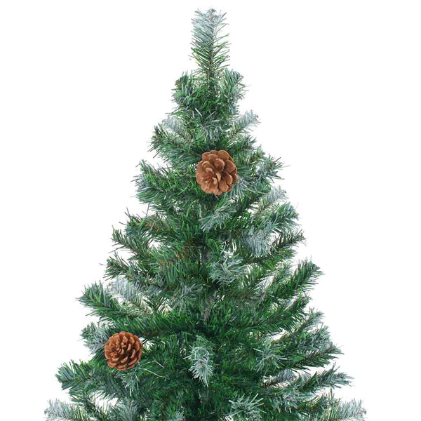 Joulukuusi esivalaistu palloilla ja kävyillä 210 cm