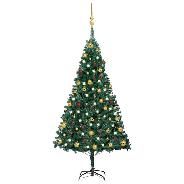 Tekojoulukuusi palloilla esivalaistu vihreä 150 cm PVC