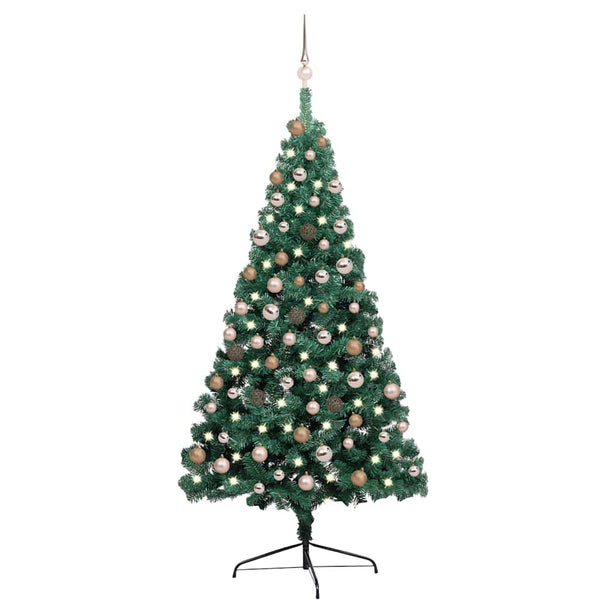 Tekojoulukuusi puolikas palloilla esivalaistu vihr. 180 cm PVC