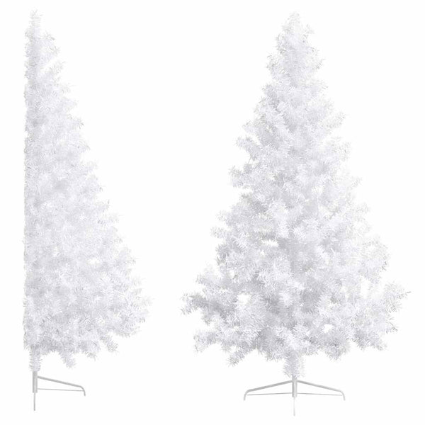 Tekojoulukuusi puolikas palloilla esivalaistu valk. 180 cm PVC