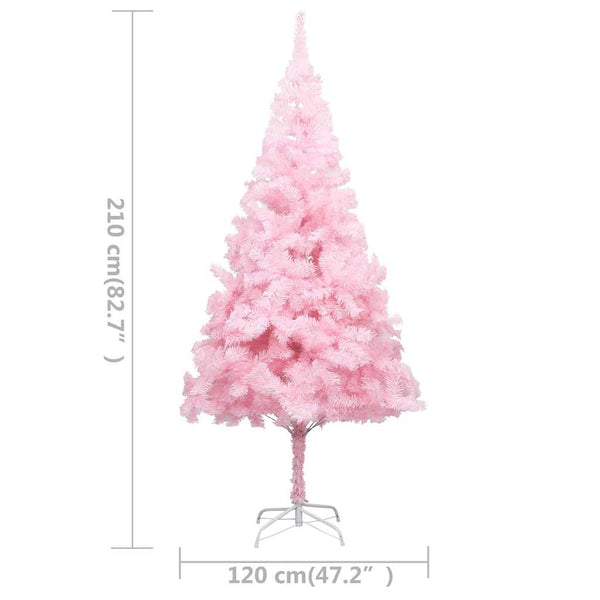 Tekojoulukuusi palloilla esivalaistu pinkki 210 cm PVC