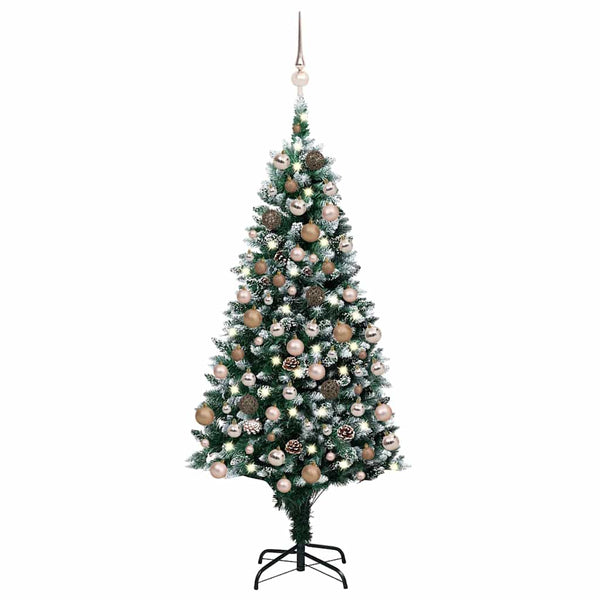 keinotekoinen joulukuusi LED-valoilla ja pallosetillä ja kävyillä 150 cm