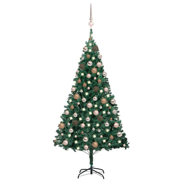 Tekojoulukuusi palloilla esivalaistu vihreä 150 cm PVC
