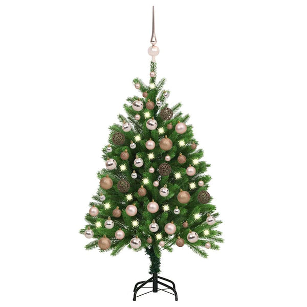 Tekojoulukuusi palloilla esivalaistu 120 cm vihreä