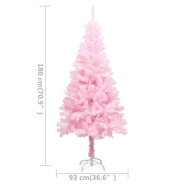 Tekojoulukuusi palloilla esivalaistu pinkki 180 cm PVC