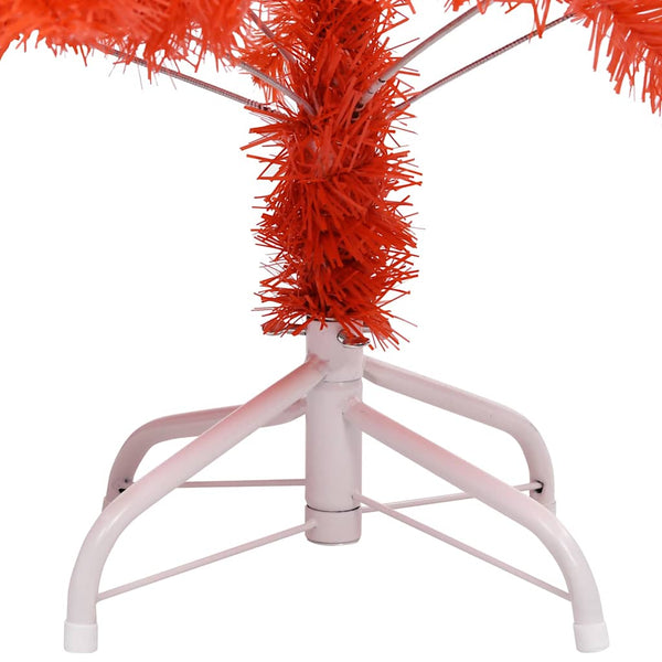 Tekojoulukuusi palloilla esivalaistu punainen 120 cm PVC