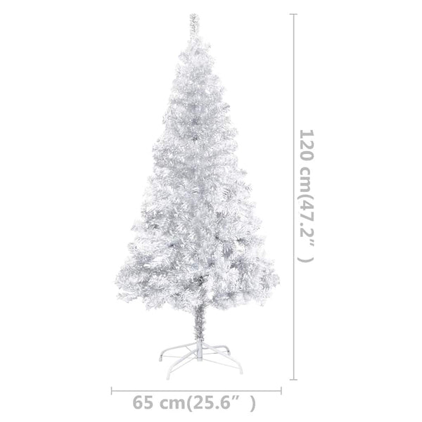 Tekojoulukuusi palloilla esivalaistu hopea 120 cm PET