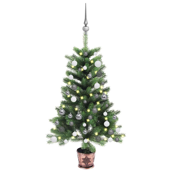 Tekojoulukuusi palloilla esivalaistu 90 cm vihreä
