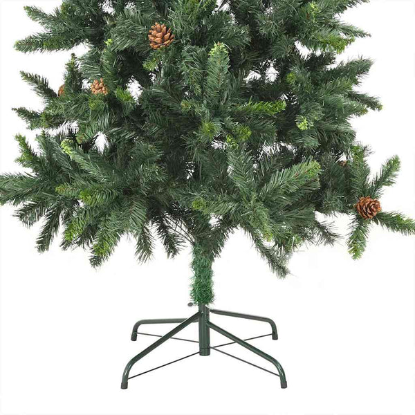 Joulukuusi esivalaistu palloilla ja kävyillä 210 cm