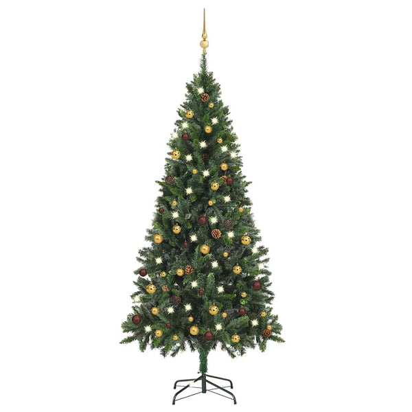 Tekojoulukuusi palloilla esivalaistu vihreä 180 cm