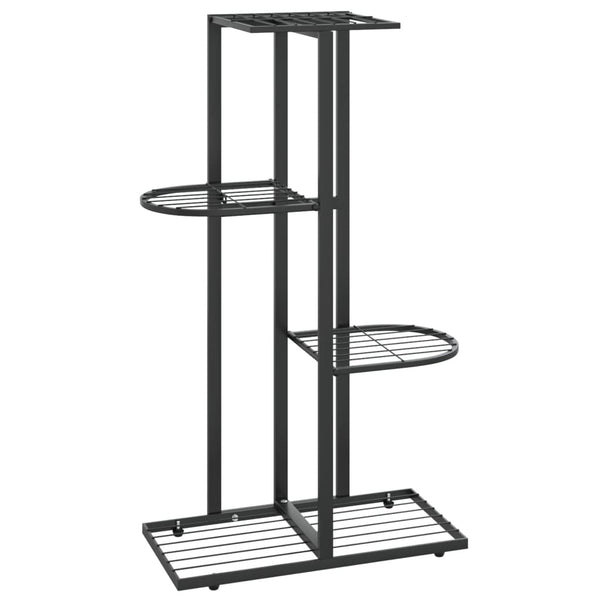 Musta 4-kerroksinen kukkateline Minadora 43x22x76cm (metalli)