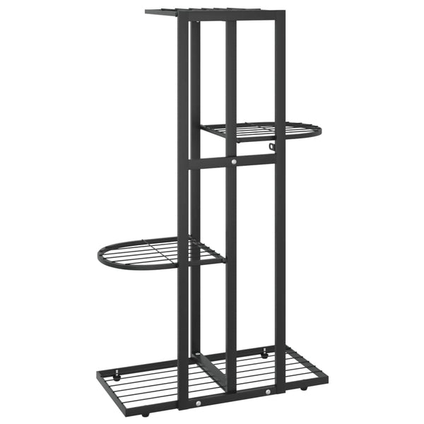 Musta 4-kerroksinen kukkateline Minadora 43x22x76cm (metalli)