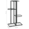Musta 4-kerroksinen kukkateline Minadora 43x22x76cm (metalli)
