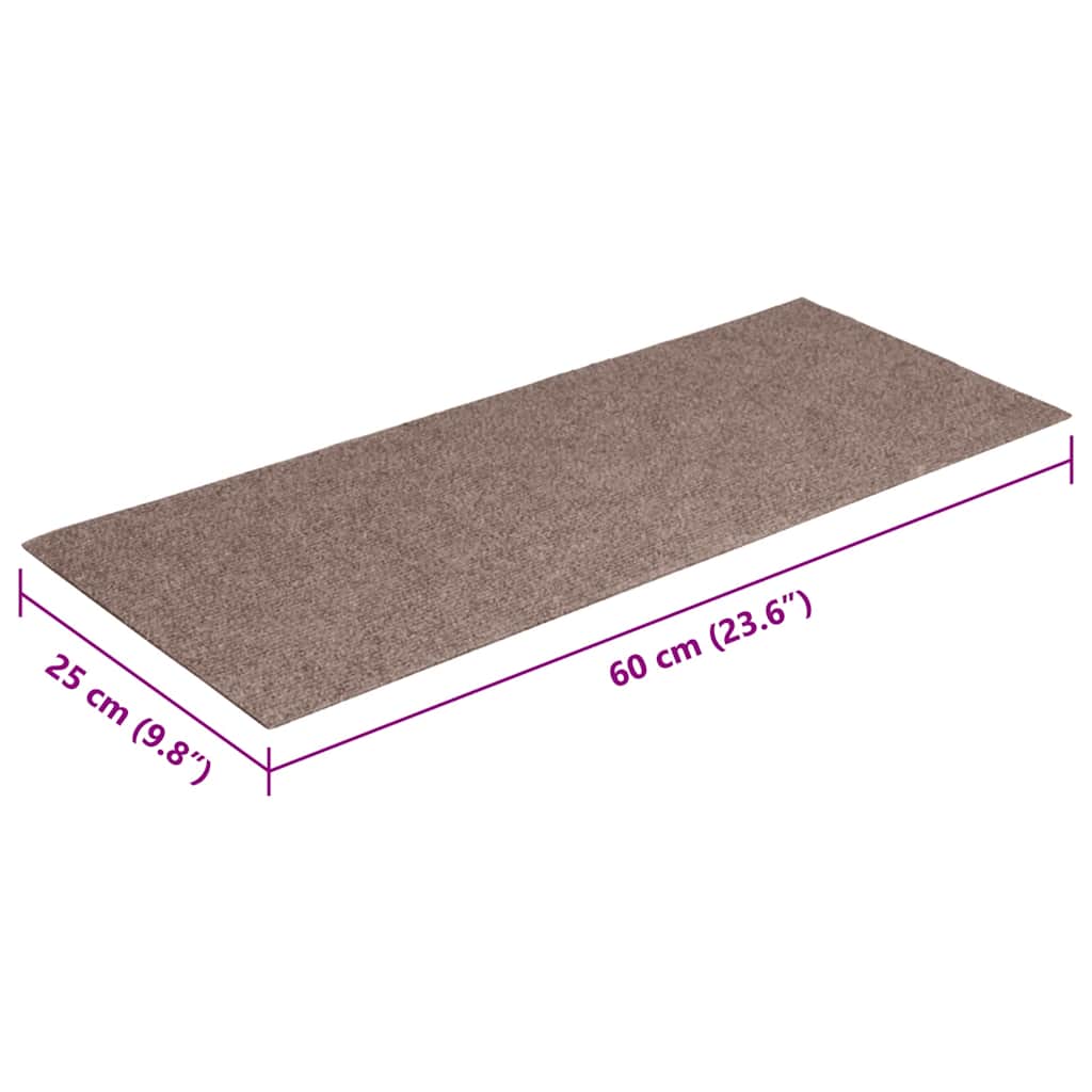 Suorakaiteen muotoiset ruskeat itsekiinnittyvät porrasmatot Nicolau 60x25cm (15 kpl)
