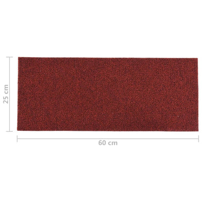 Itsekiinnittyvät porrasmatot suorakaide 15 kpl 60x25cm punainen