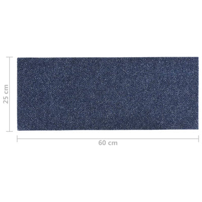Itsekiinnittyvät porrasmatot suorakaide 15 kpl 60x25 cm sininen