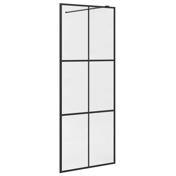 Walk-in suihkun seinäke kirkas ESG-lasi 80x195 cm musta