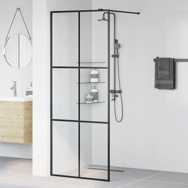Walk-in suihkun seinäke kirkas ESG-lasi 80x195 cm musta