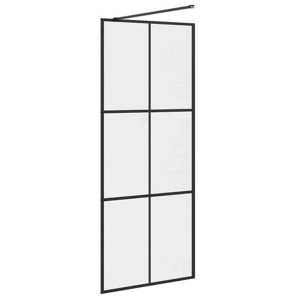Walk-in suihkun seinäke kirkas ESG-lasi 80x195 cm musta