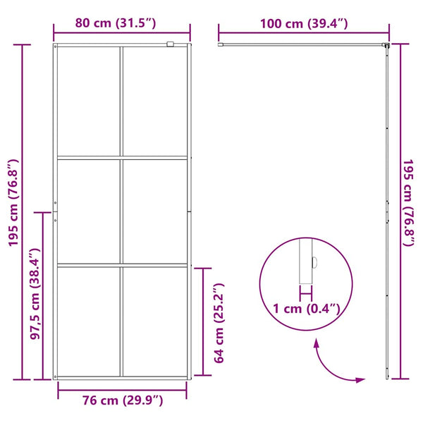Walk-in suihkun seinäke kirkas ESG-lasi 80x195 cm musta