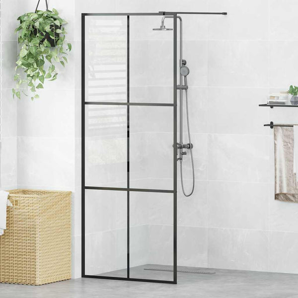 Walk-in suihkun seinäke kirkas ESG-lasi 80x195 cm musta