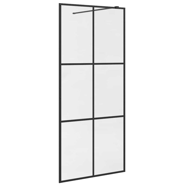 Walk-in suihkun seinäke kirkas ESG-lasi 90x195 cm musta