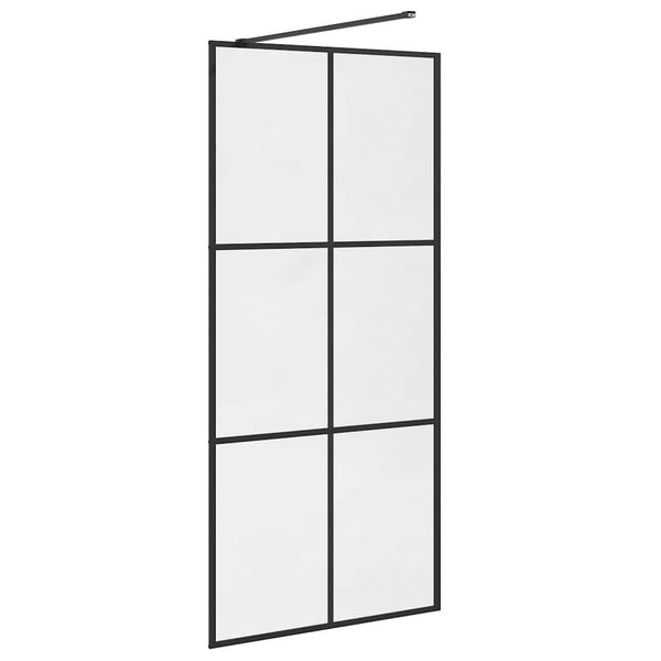 Walk-in suihkun seinäke kirkas ESG-lasi 90x195 cm musta