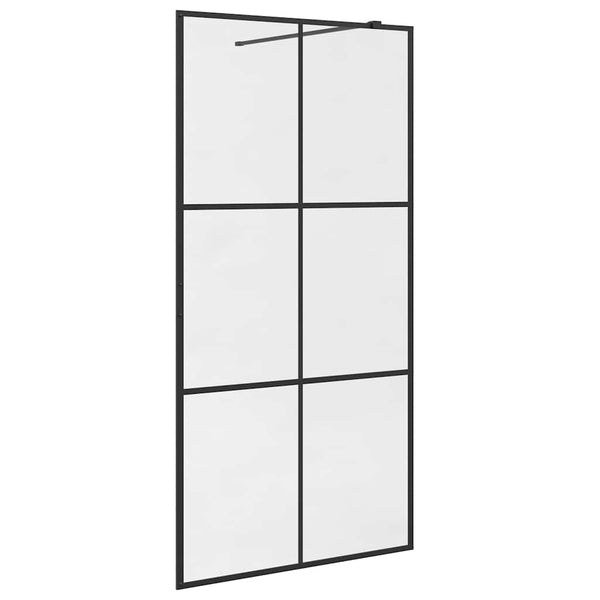 Walk-in suihkun seinäke kirkas ESG-lasi 100x195 cm musta