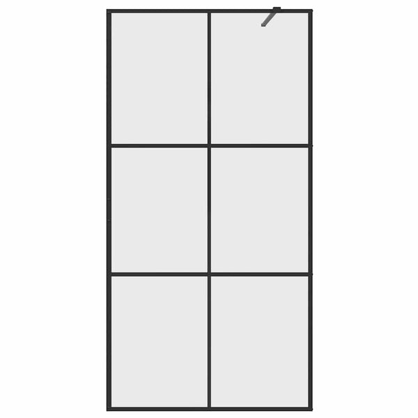 Walk-in suihkun seinäke kirkas ESG-lasi 100x195 cm musta