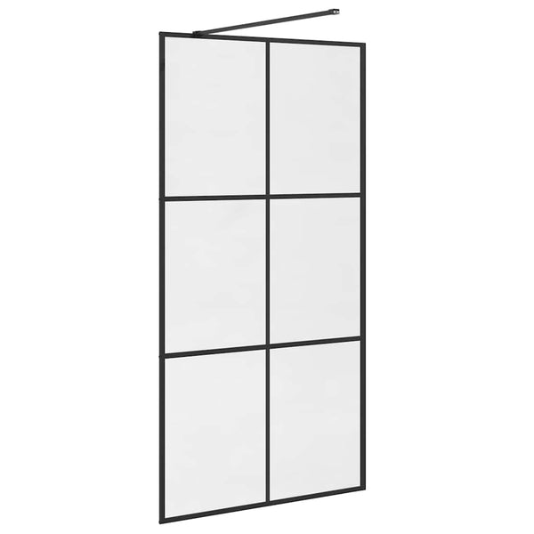 Walk-in suihkun seinäke kirkas ESG-lasi 100x195 cm musta