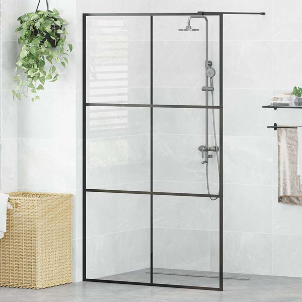 Walk-in suihkun seinäke kirkas ESG-lasi 115x195 cm musta
