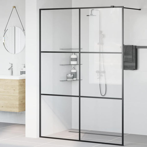 Walk-in suihkun seinäke kirkas ESG-lasi 140x195 cm musta