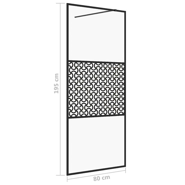 Walk-in suihkun seinäke kirkas ESG-lasi 80x195 cm musta