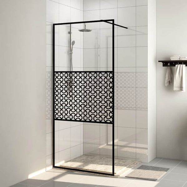 Walk-in suihkun seinäke kirkas ESG-lasi 80x195 cm musta