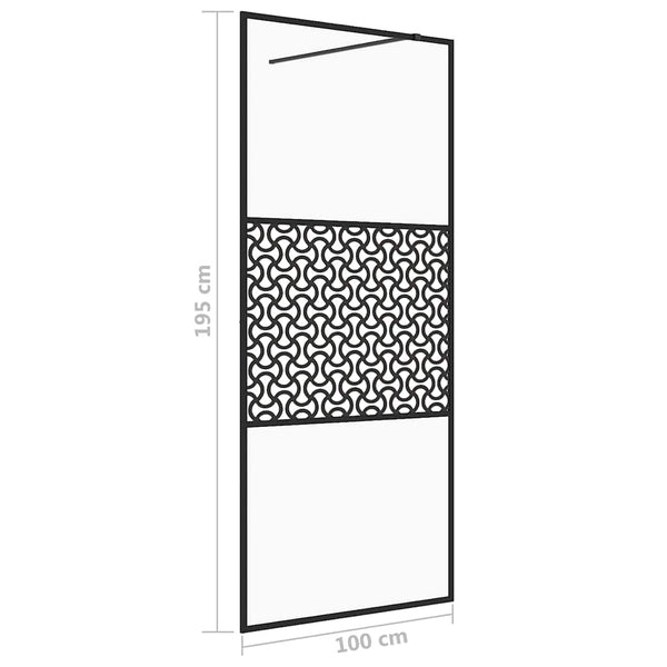 Walk-in suihkun seinäke kirkas ESG-lasi 100x195 cm musta