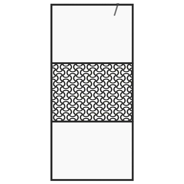 Walk-in suihkun seinäke kirkas ESG-lasi 115x195 cm musta