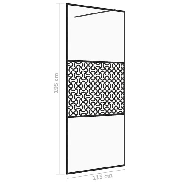 Walk-in suihkun seinäke kirkas ESG-lasi 115x195 cm musta