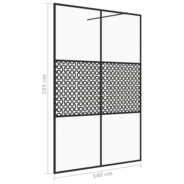 Walk-in suihkun seinäke kirkas ESG-lasi 140x195 cm musta