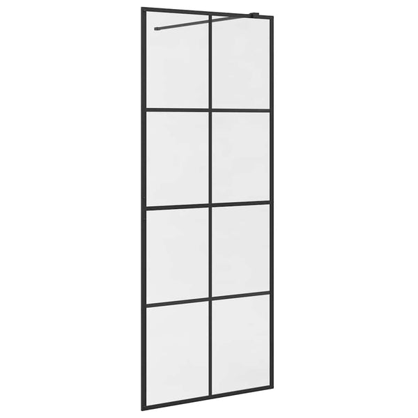 Walk-in suihkun seinäke kirkas ESG-lasi 80x195 cm musta