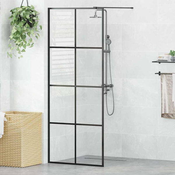 Walk-in suihkun seinäke kirkas ESG-lasi 80x195 cm musta