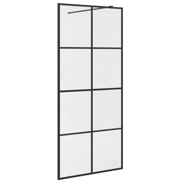 Walk-in suihkun seinäke kirkas ESG-lasi 90x195 cm musta
