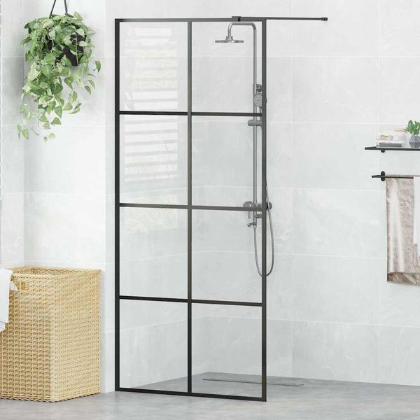 Walk-in suihkun seinäke kirkas ESG-lasi 90x195 cm musta