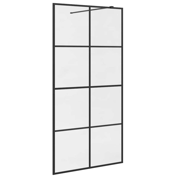 Walk-in suihkun seinäke kirkas ESG-lasi 100x195 cm musta