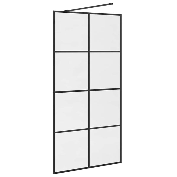 Walk-in suihkun seinäke kirkas ESG-lasi 100x195 cm musta