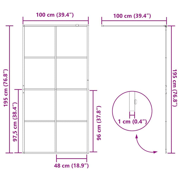 Walk-in suihkun seinäke kirkas ESG-lasi 100x195 cm musta