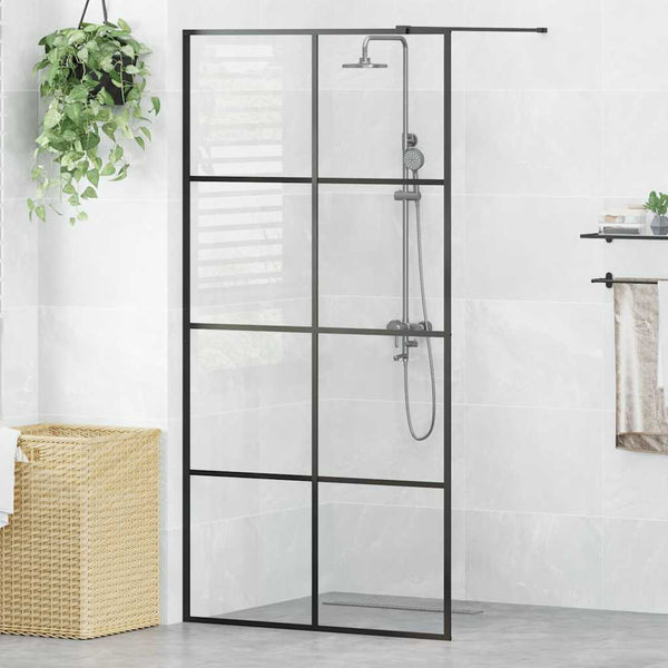Walk-in suihkun seinäke kirkas ESG-lasi 100x195 cm musta