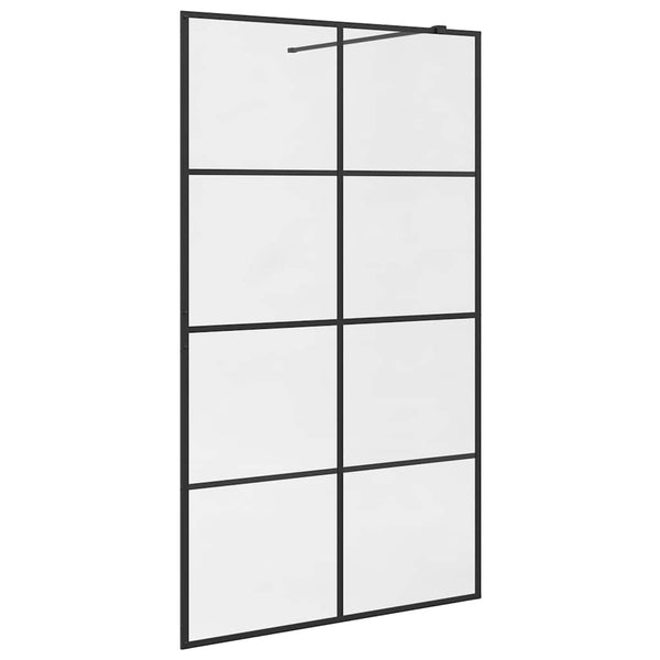 Walk-in suihkun seinäke kirkas ESG-lasi 115x195 cm musta
